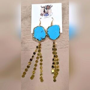 Turquoise and Gold Dangle Earrings